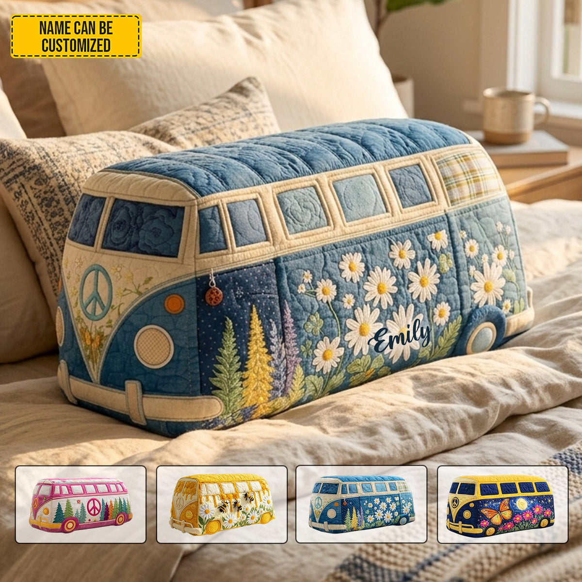 Personalized Hippie Van Custom Shaped Pillow