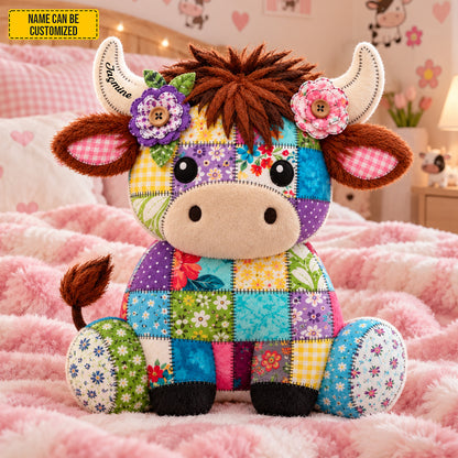 Personalized Patchwork Cow Custom Shape Pillow