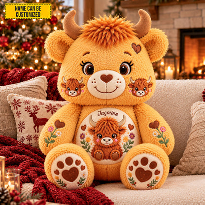 Personalized Cute Highland Cow Shaped Pillow