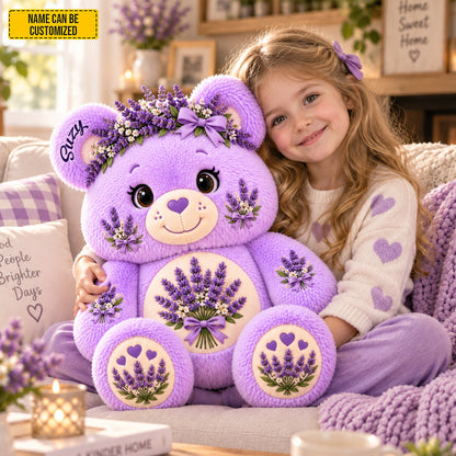 Personalized Lavender Bear Custom Shaped Pillow
