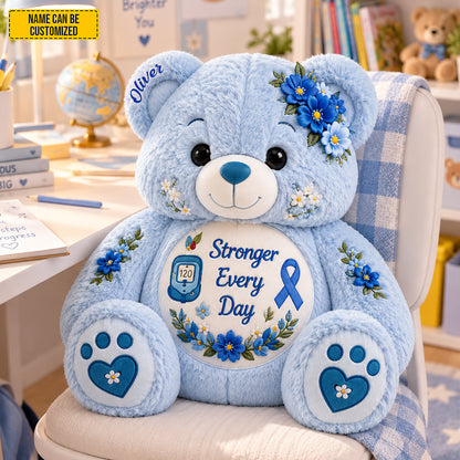 Personalized Diabetes Awareness Bear Pillow