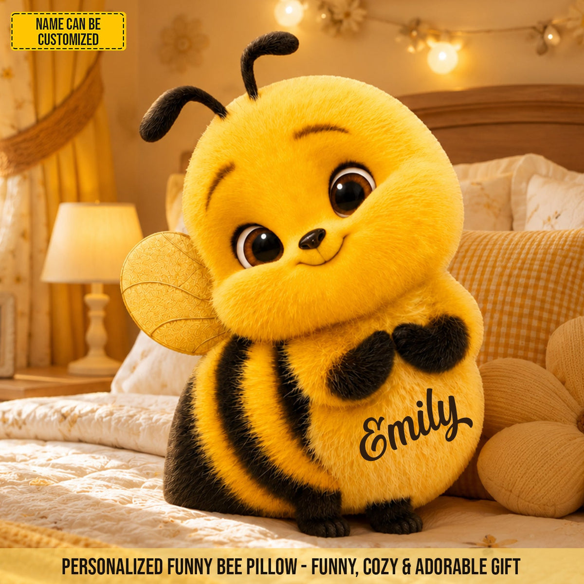 Personalized Cute Bee Custom Shape Pillow