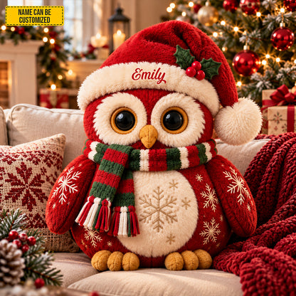 Personalized Christmas Owl Shaped Pillow