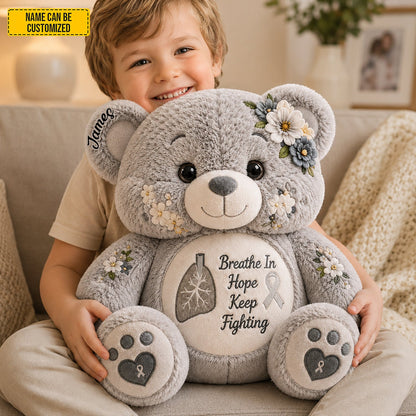 Personalized Lung Cancer Bear Pillow
