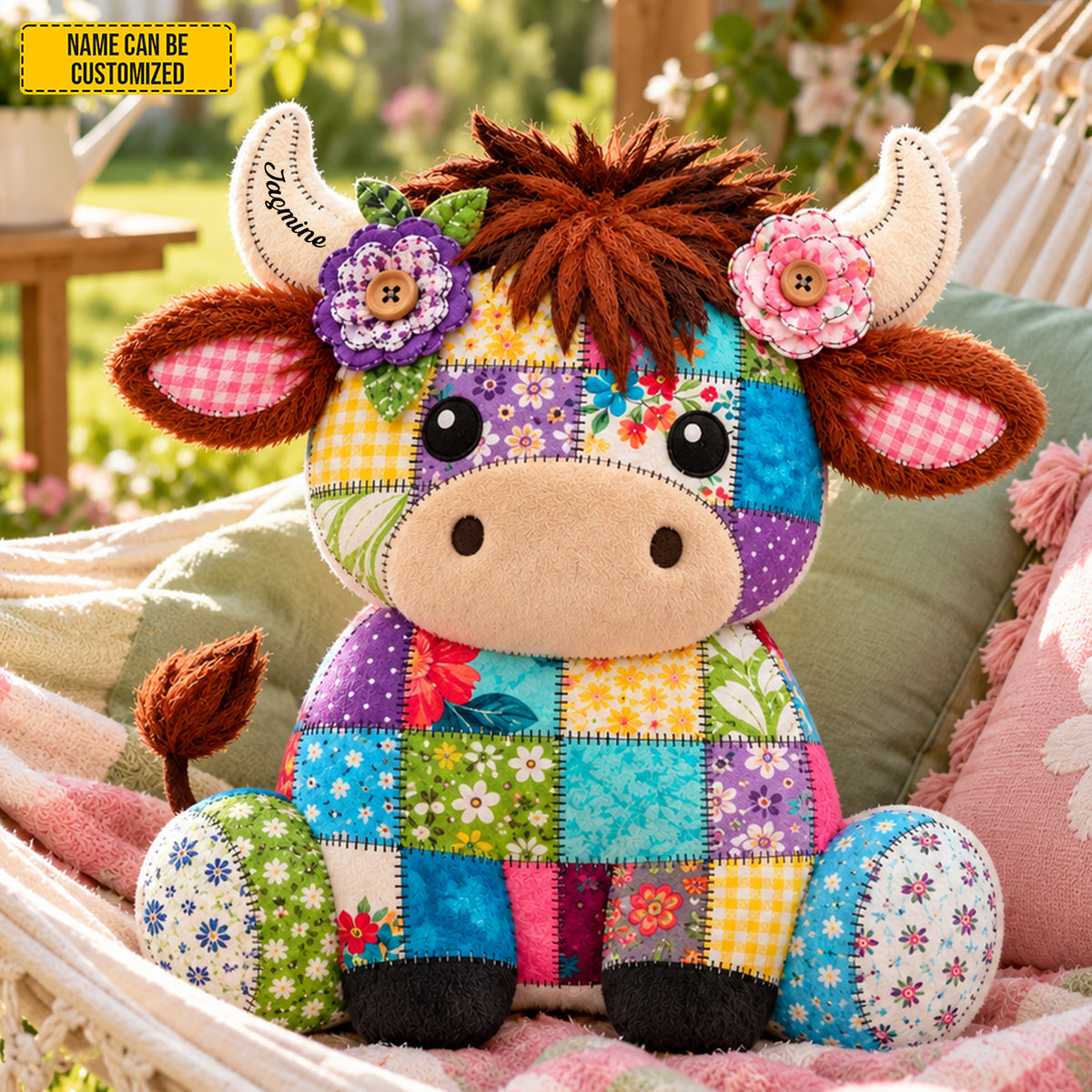 Personalized Patchwork Cow Custom Shape Pillow