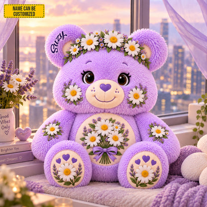 Personalized Daisy Bear Custom Shaped Pillow