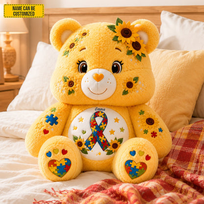 Personalized Autism Awareness Bear Custom Shape Pillow