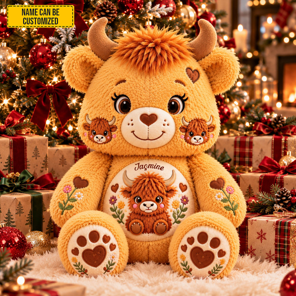 Personalized Cute Highland Cow Shaped Pillow