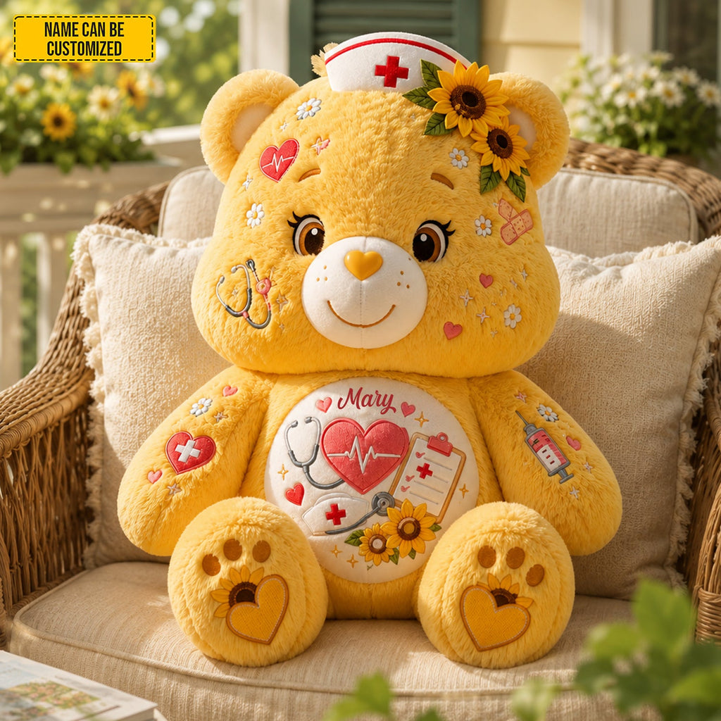 Personalized Nurse Bear Custom Shaped Pillow