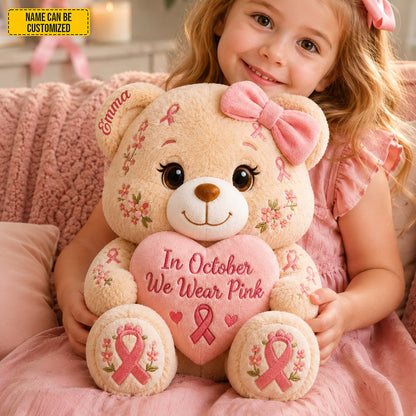We Wear Pink - Personalized Bear Pillow