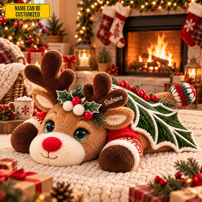 Personalized Christmas Dragon Reindeer Pillow
