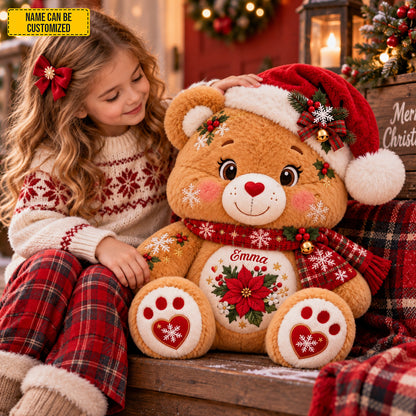 Personalized Christmas Bear Shaped Pillow