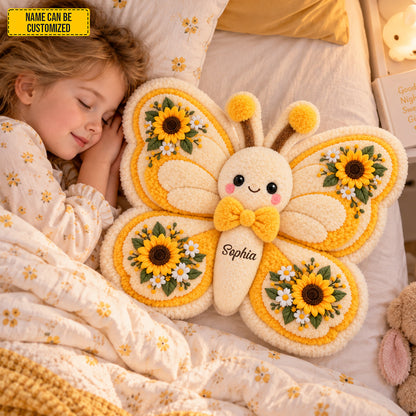 Personalized Sunflower Butterfly Shaped Pillow