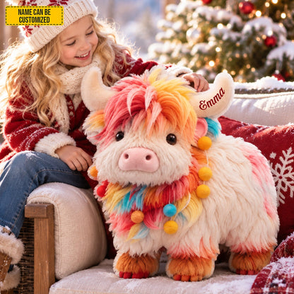 Personalized Colorful Highland Cow Shaped Pillow