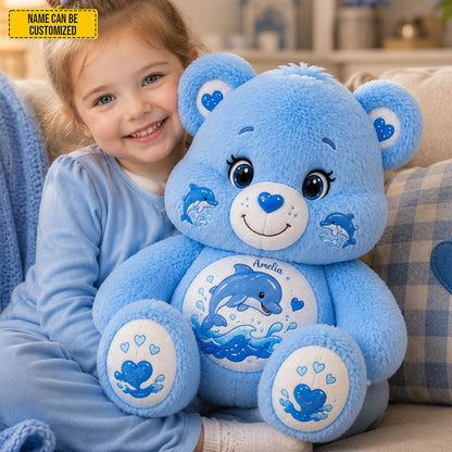 Personalized Dolphin Blue Bear Pillow