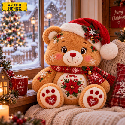 Personalized Christmas Bear Shaped Pillow