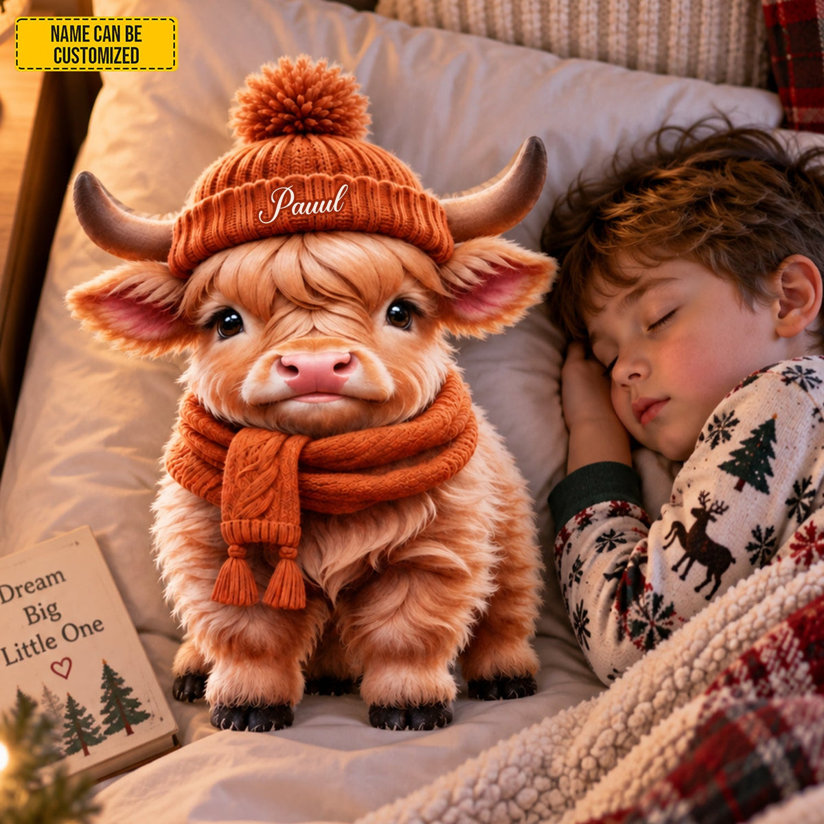Personalized Autumn Highland Cow Shaped Pillow