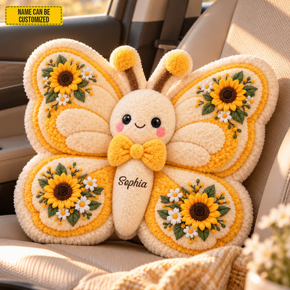 Personalized Sunflower Butterfly Shaped Pillow