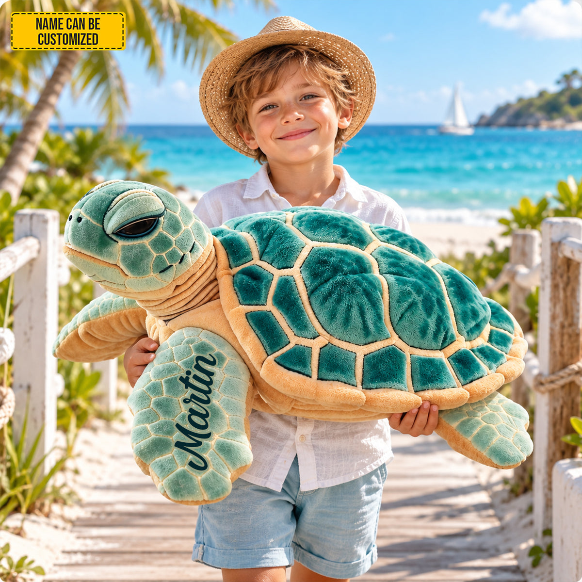 Personalized Sea Turtle Custom Shaped Pillow