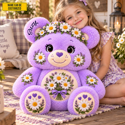 Personalized Daisy Bear Custom Shaped Pillow