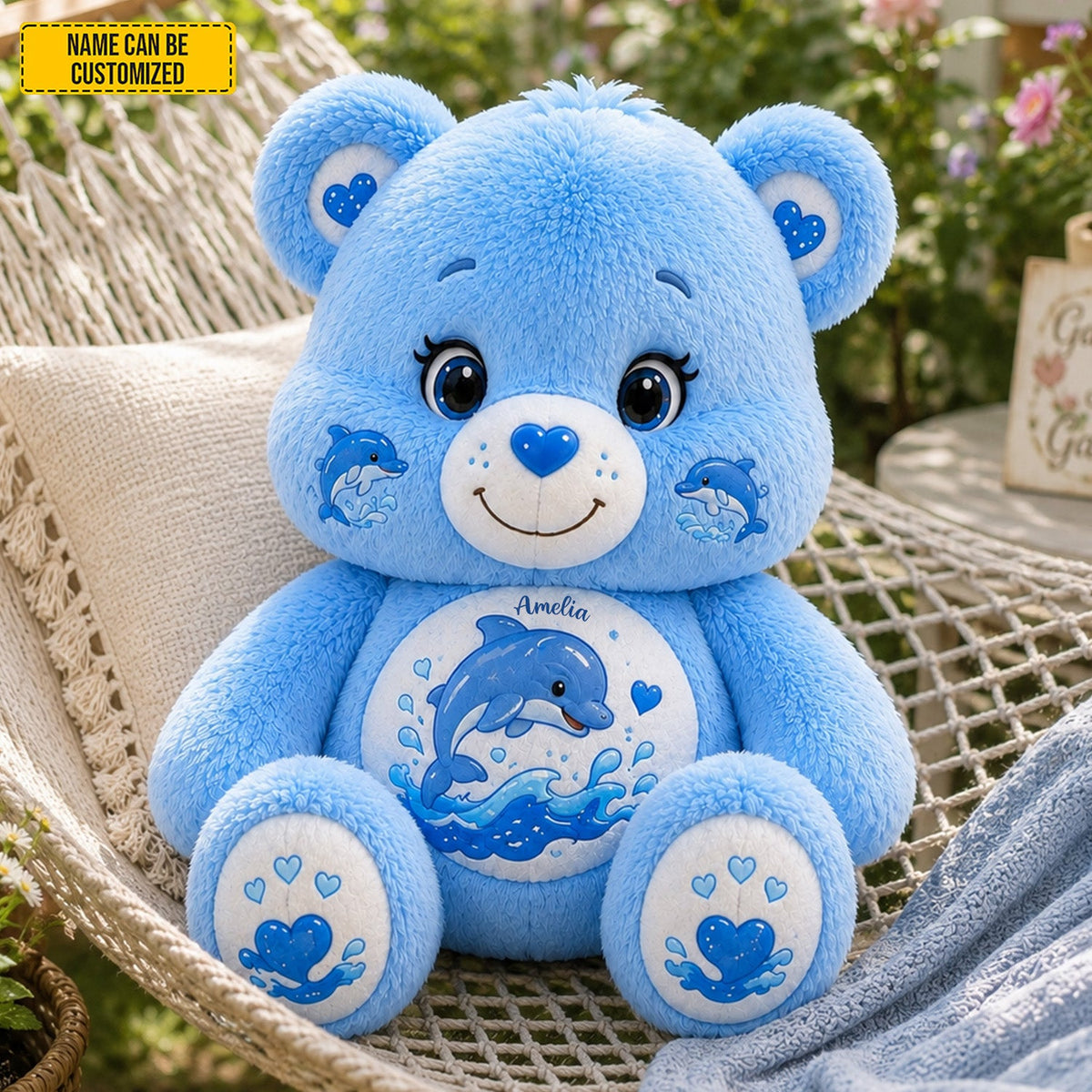 Personalized Dolphin Blue Bear Pillow
