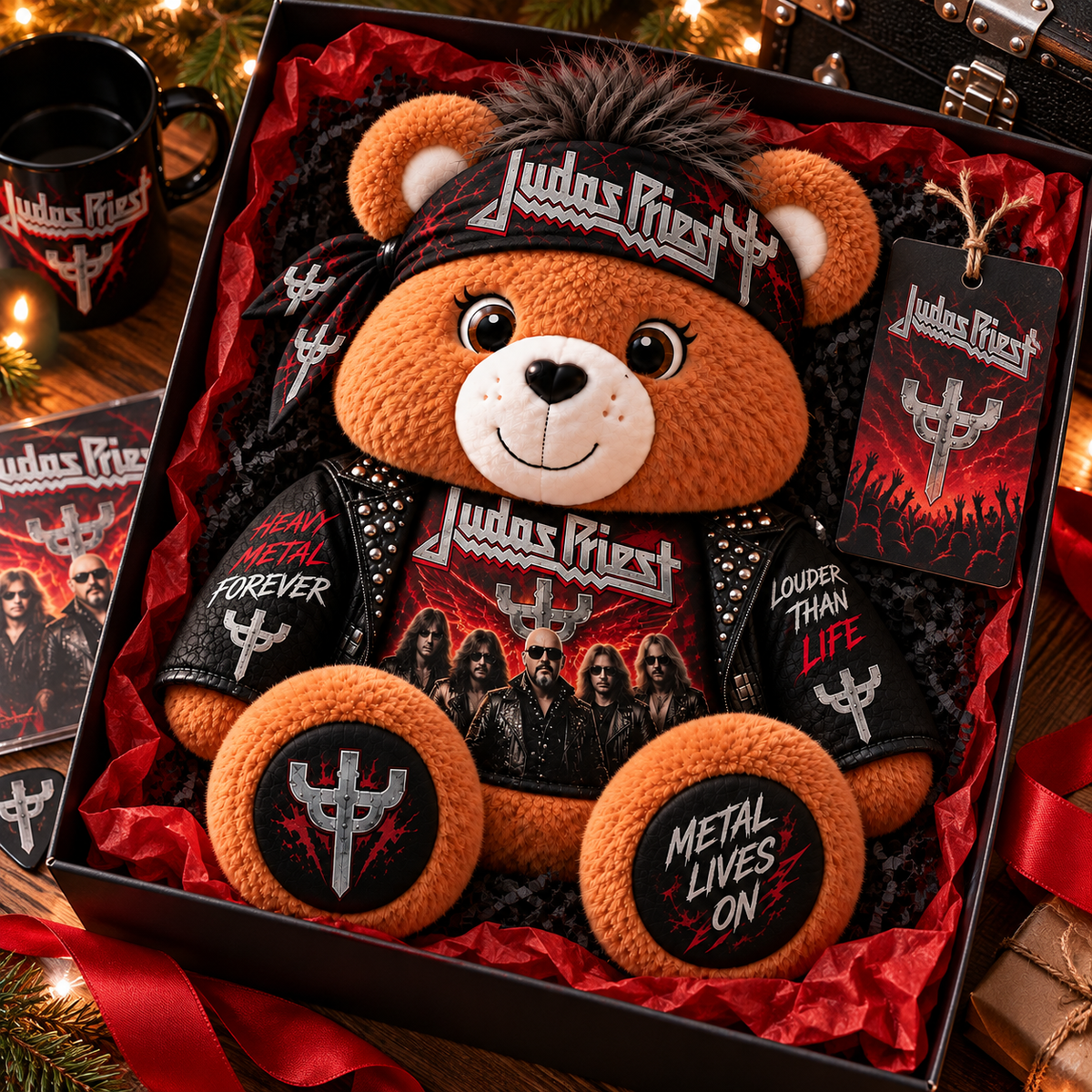 Judas Priest Custom Shaped Bear Pillow – Unique Gift for Judas Priest Fans & Classic Heavy Metal Lovers