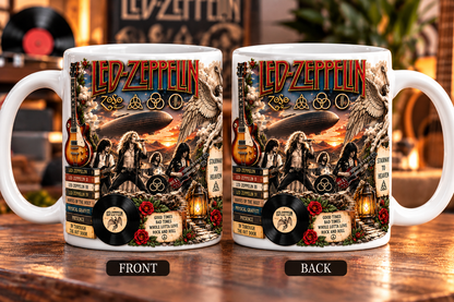 Led Zeppelin Edge-to-Edge White Mug – Classic Rock Inspired Gift Featuring Stairway to Heaven