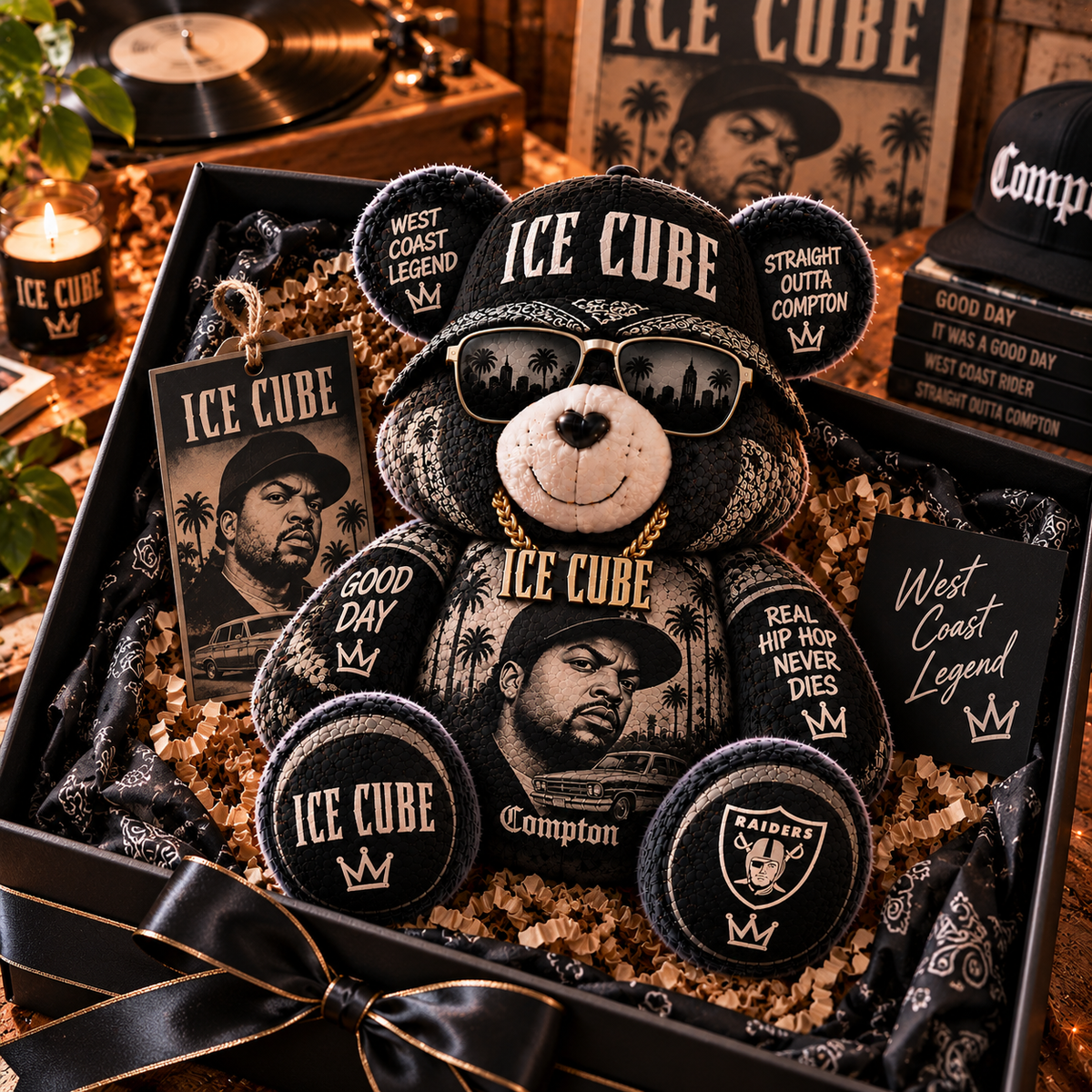 Ice Cube Custom Shaped Bear Pillow – Unique Gift for Classic Music Lovers