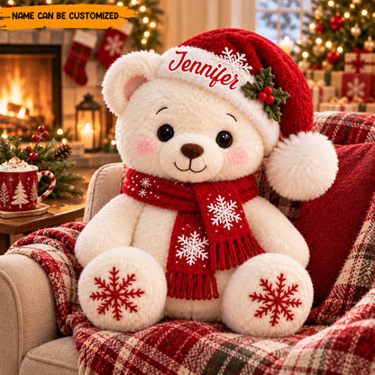 Personalized Christmas Bear Custom Shaped Pillow