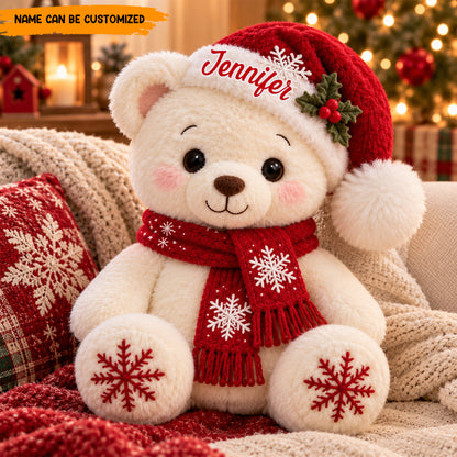 Personalized Christmas Bear Custom Shaped Pillow