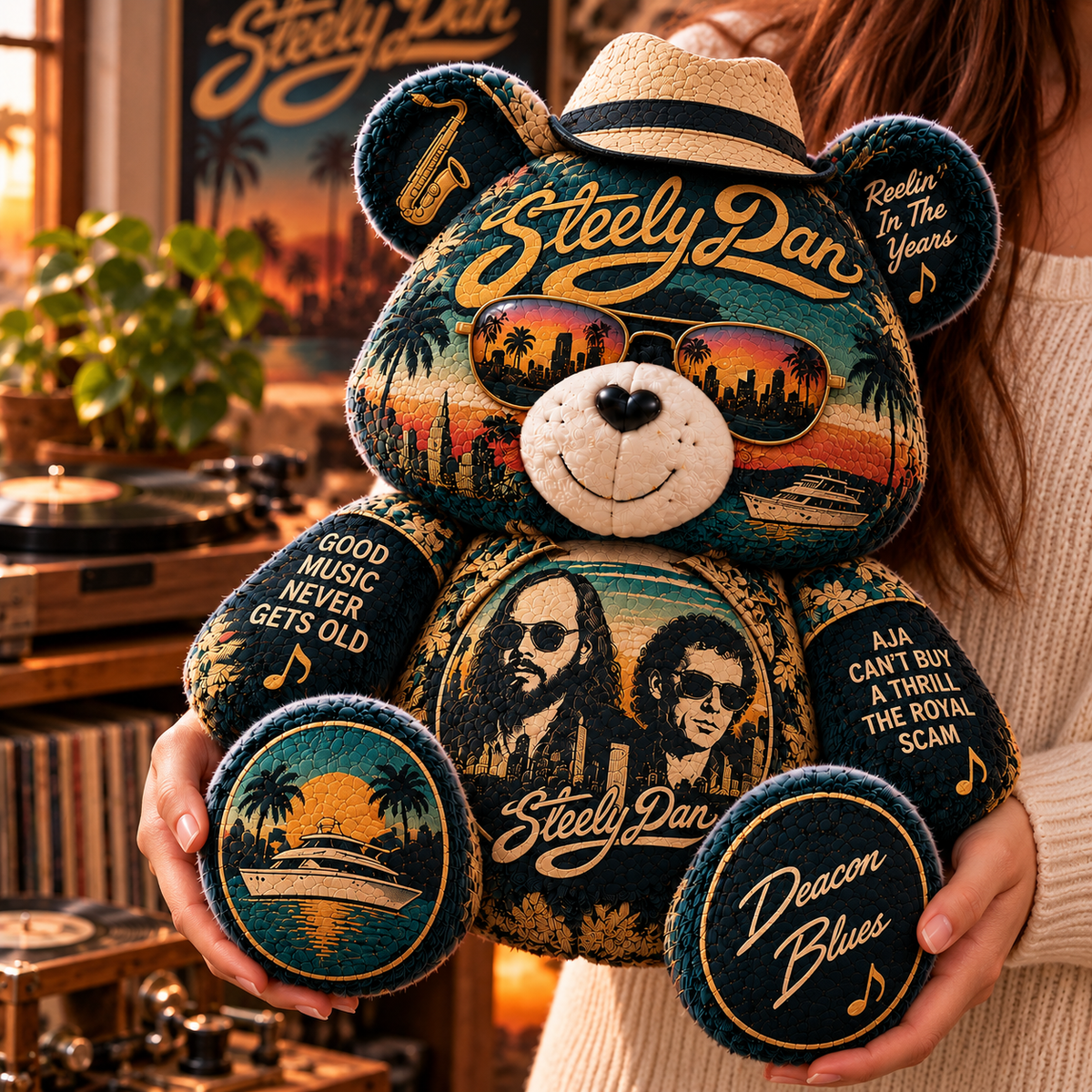 Steely Dan Custom Shaped Bear Pillow – Unique Gift for Classic Music Lovers