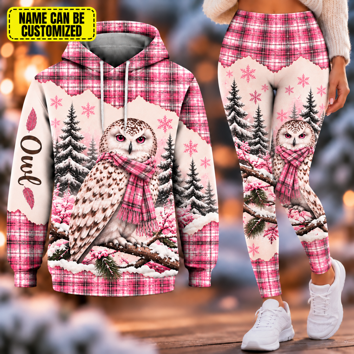 Snowy Owl - Personalized Christmas Hoodie and Leggings Set Version 2