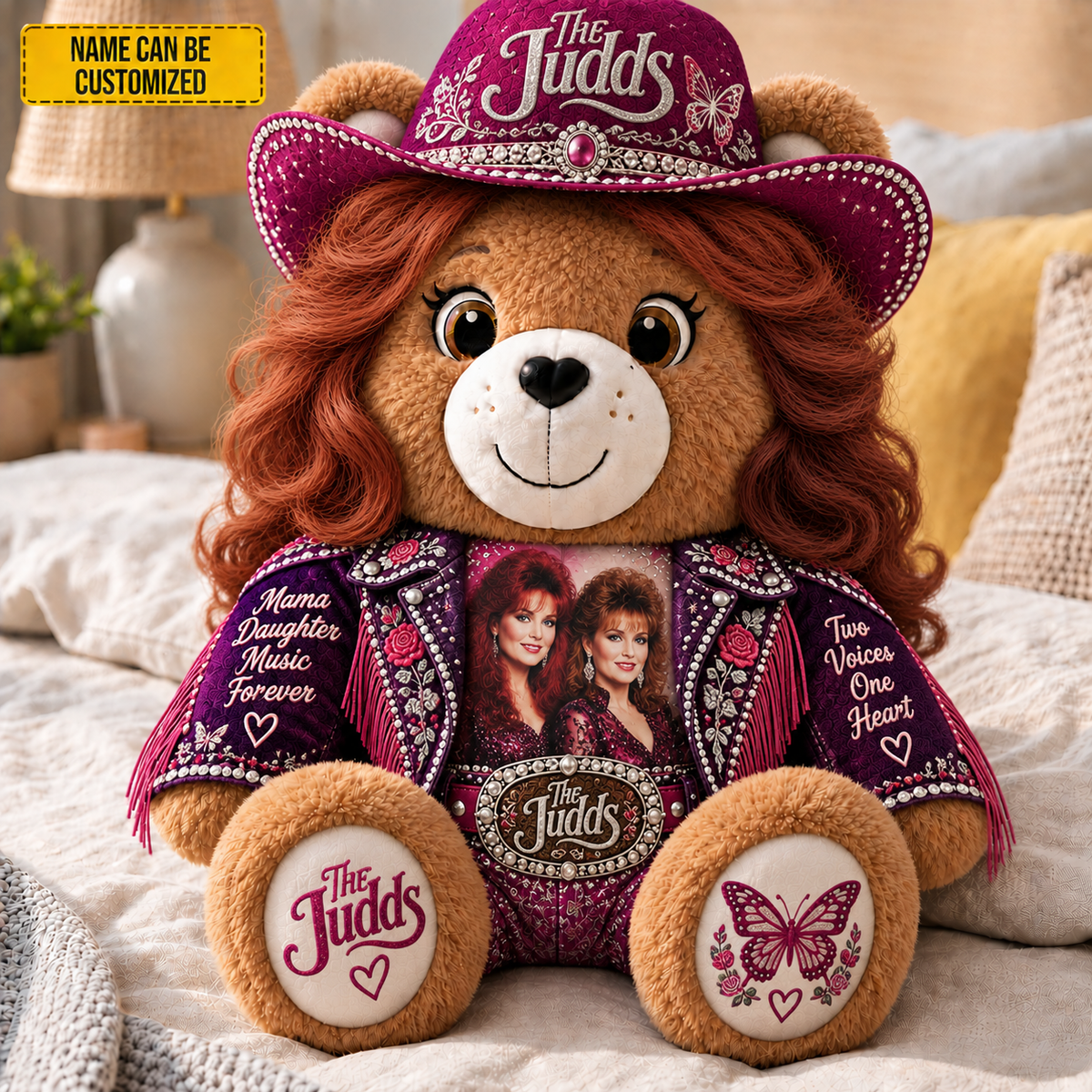 The Judds Custom Shaped Bear Pillow – Unique Gift for Classic Music Lovers