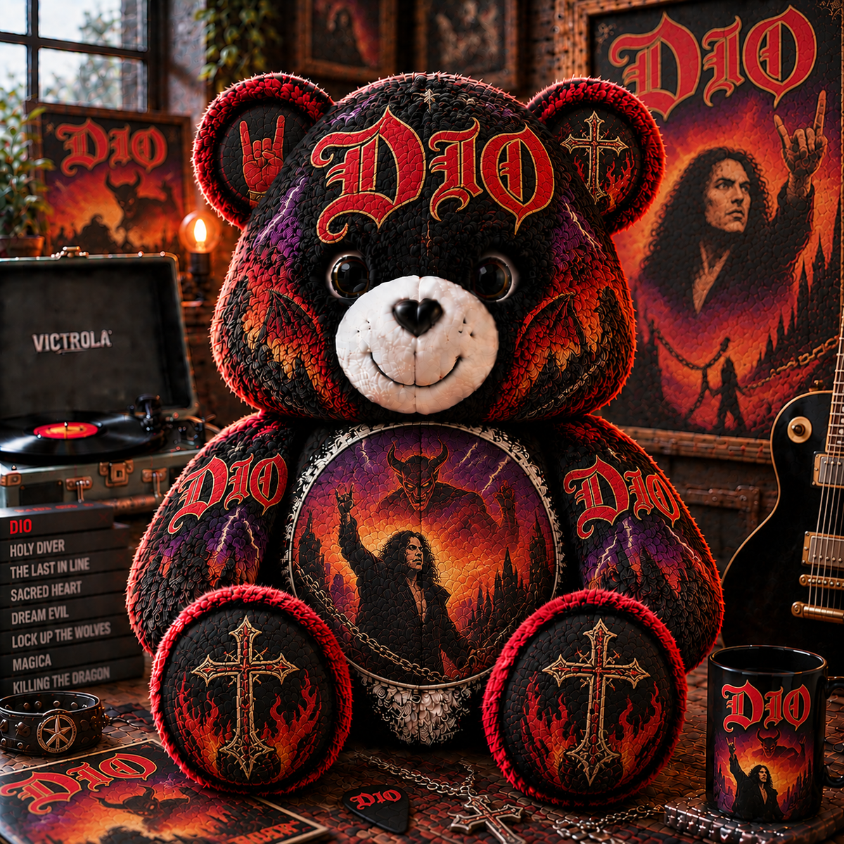Dio Custom Shaped Bear Pillow – Unique Gift for Classic Music Lovers