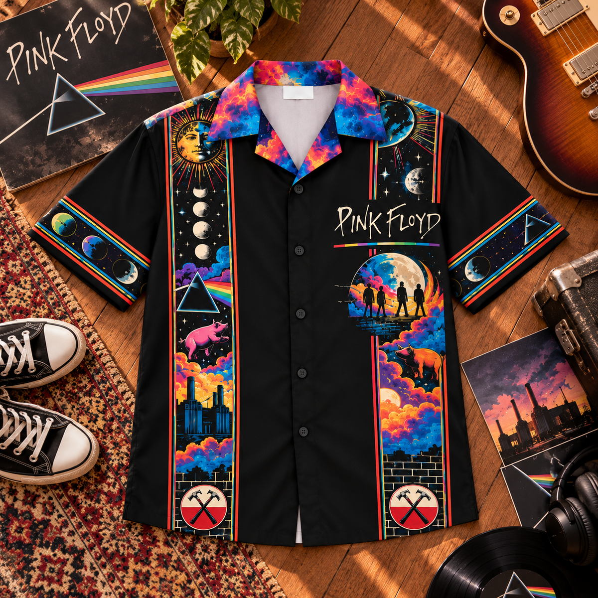 Pink Floyd Hawaiian Shirt – Psychedelic Rock Inspired Gift Featuring The Dark Side of the Moon