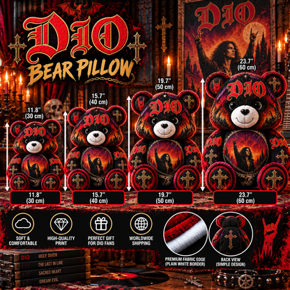Dio Custom Shaped Bear Pillow – Unique Gift for Classic Music Lovers