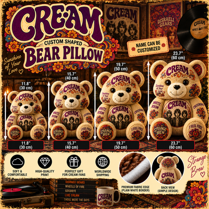 Cream Custom Shaped Bear Pillow – Unique Gift for Classic Music Lovers