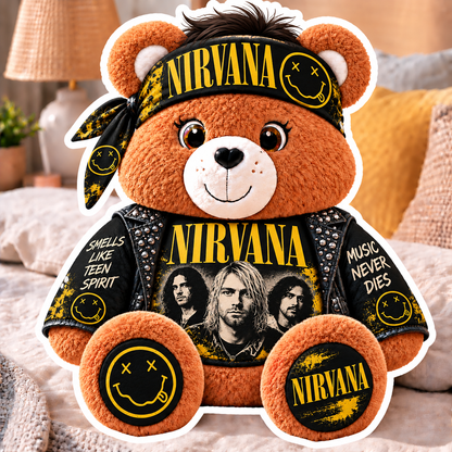 Nirvana Custom Shaped Bear Pillow – Unique Gift for Classic Music Lovers