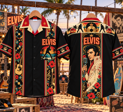 Elvis Presley Hawaiian Shirt – King of Rock 'n' Roll Inspired Gift Featuring Elvis