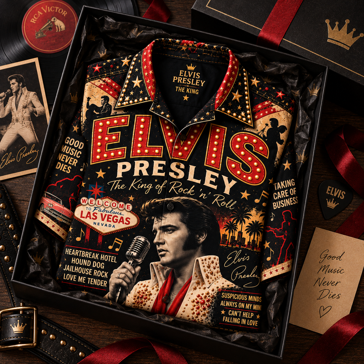 Elvis Presley Hawaiian Shirt- Vintage Music Fan Gift