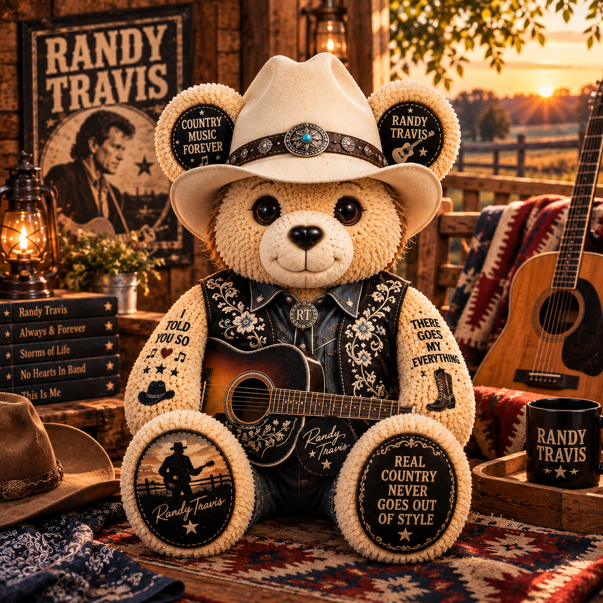 Randy Travis Custom Shaped Bear Pillow – Unique Gift for Classic Music Lovers