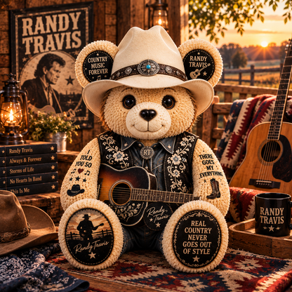 Randy Travis Custom Shaped Bear Pillow – Unique Gift for Classic Music Lovers