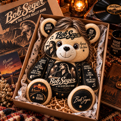 Bob Seger Custom Shaped Bear Pillow – Unique Gift for Bob Seger Fans & Classic Rock Lovers