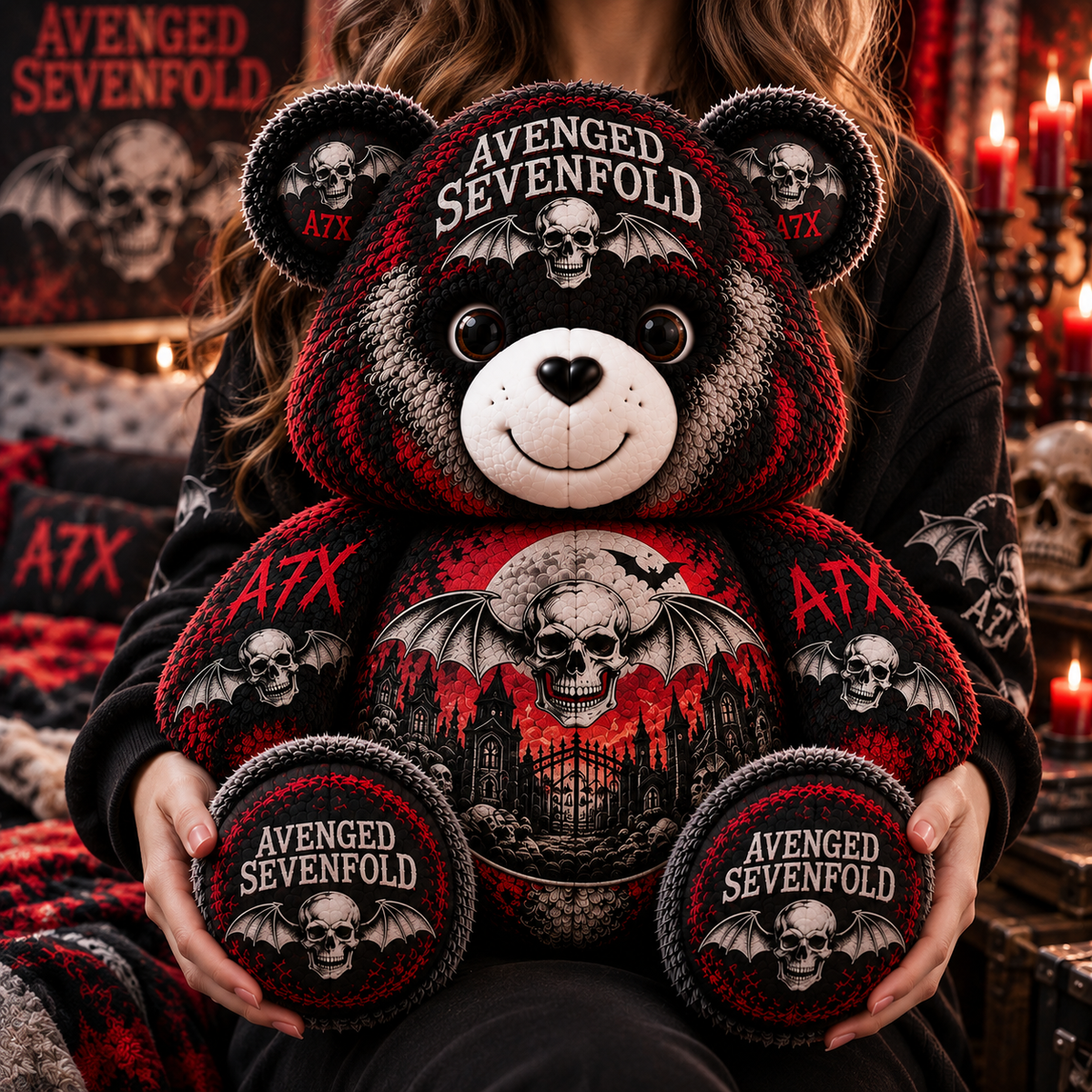 Avenged Sevenfold Custom Shaped Bear Pillow – Unique Gift for Classic Music Lovers