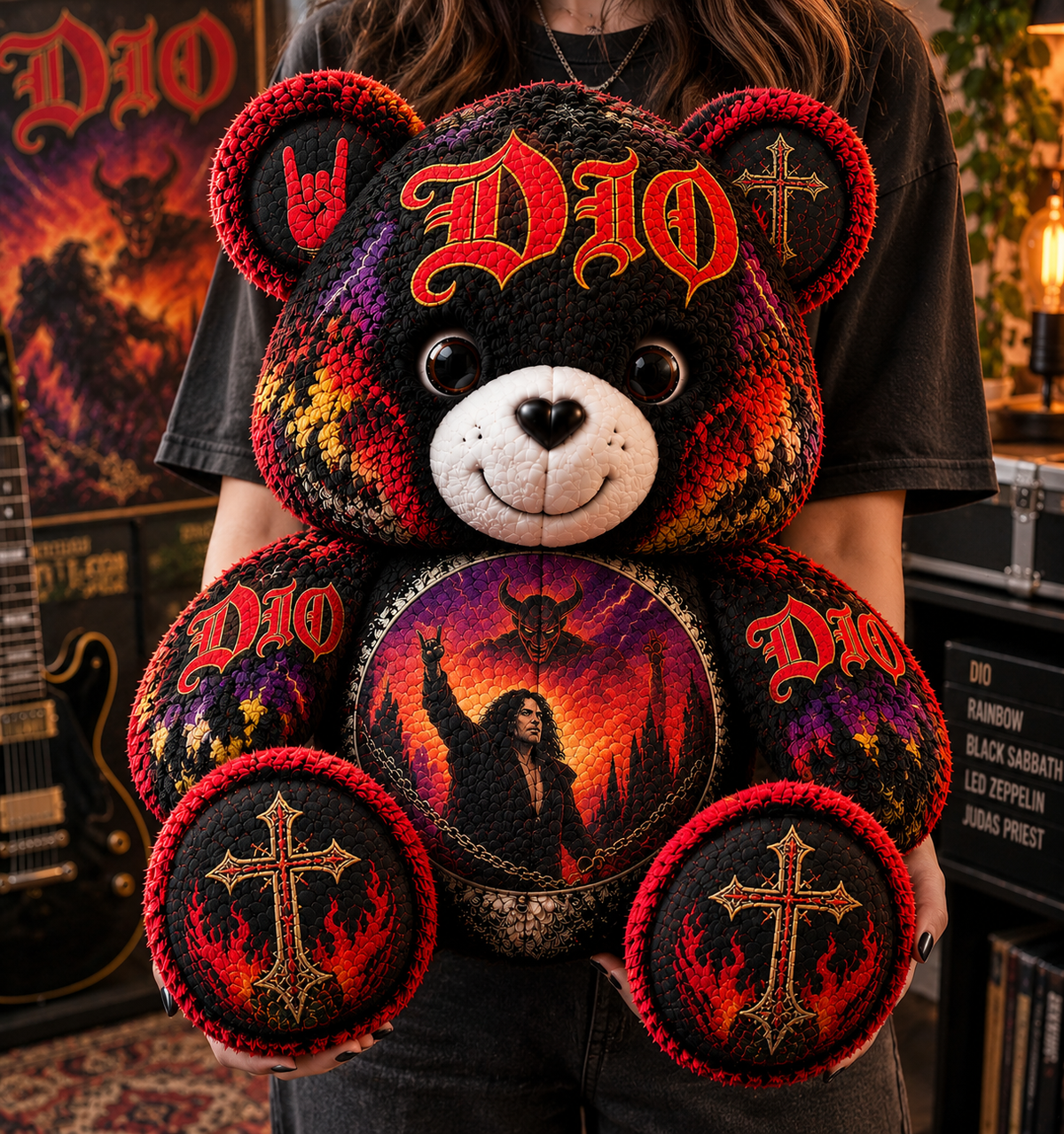 Dio Custom Shaped Bear Pillow – Unique Gift for Classic Music Lovers