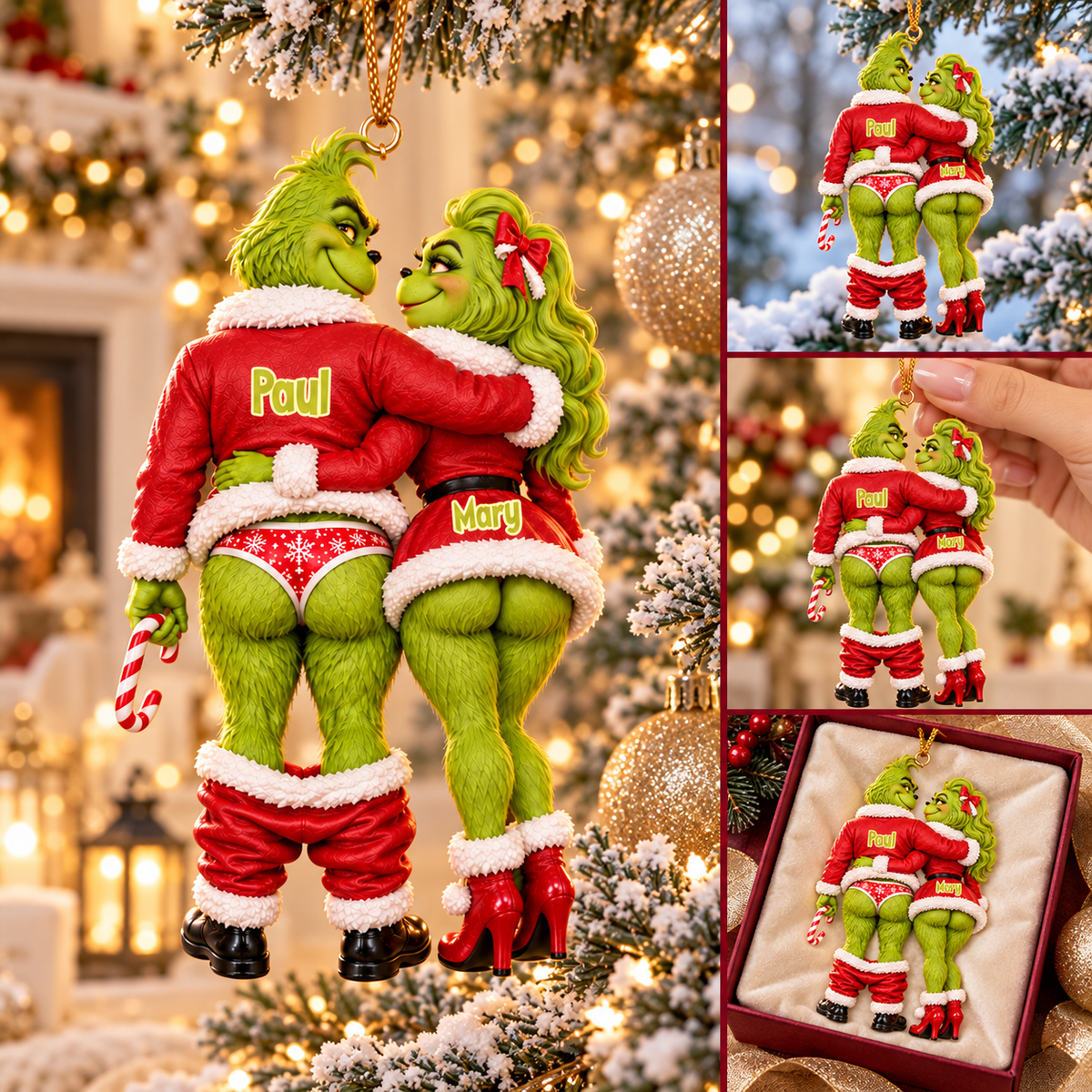 Personalized Couple Grinch Christmas Ornament