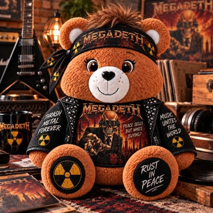 Megadeth Custom Shaped Bear Pillow – Unique Gift for Classic Music Lovers