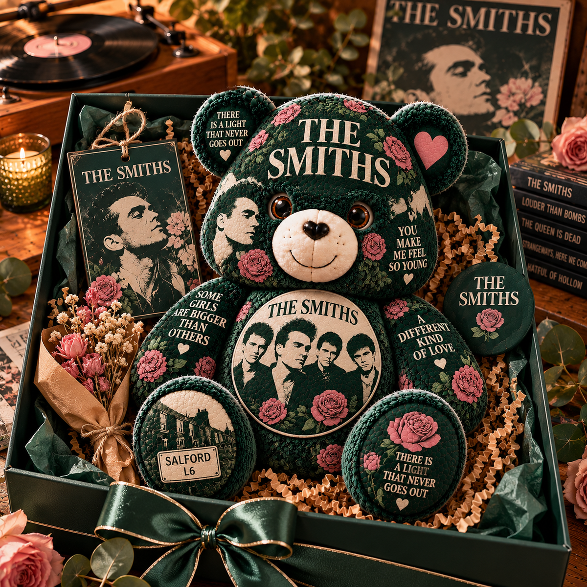 The Smiths Bear Custom Shaped Pillow – Unique Music Gift for The Smiths Fans & Indie Rock Lovers