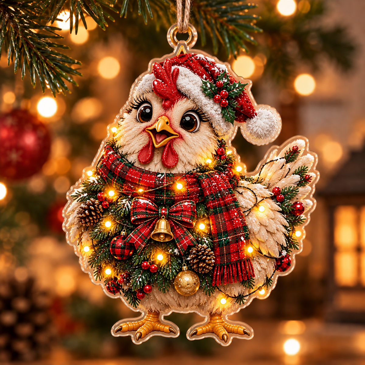 Christmas Animal Acrylic Ornament – Hanging Decoration, Gift for Animal Lovers