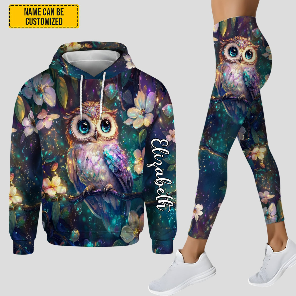 Personalized Beautiful Owl Hoodie and Leggings